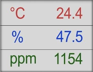 CO2 temperatuuri ja niiskuse ruumiandur LCD ekraaniga