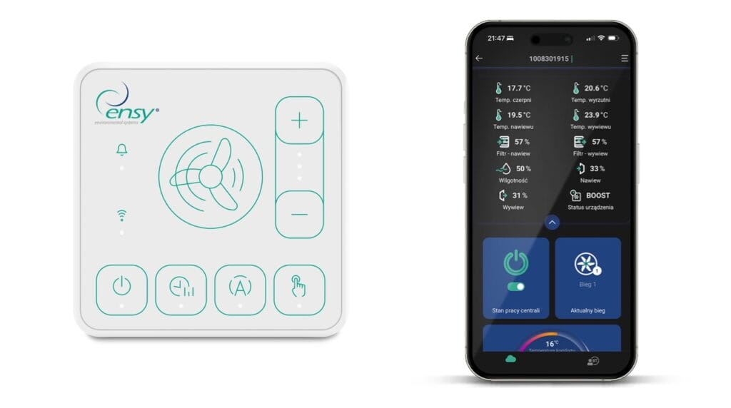 Ensy lihtne juhtpaneel ja mobiiliäpp telefonis