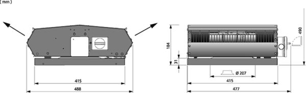 katuseventilaator TKV400 mõõdud