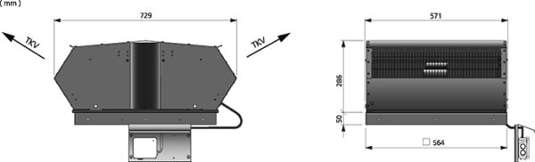 katuseventilaator TKV560 mõõdud